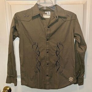 RANSOM RANCH Women’s Long Sleeve Button Down Embroidered Shirt Top. Sz L.